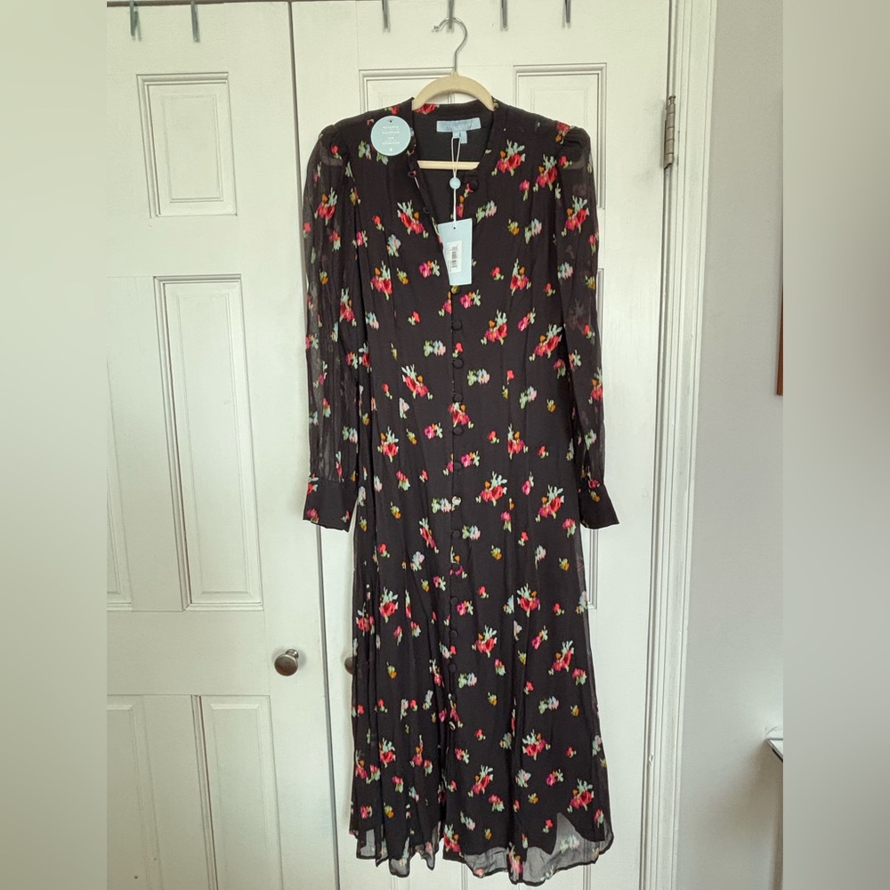 Hill House Cidra Black Ikat Floral Black Dress